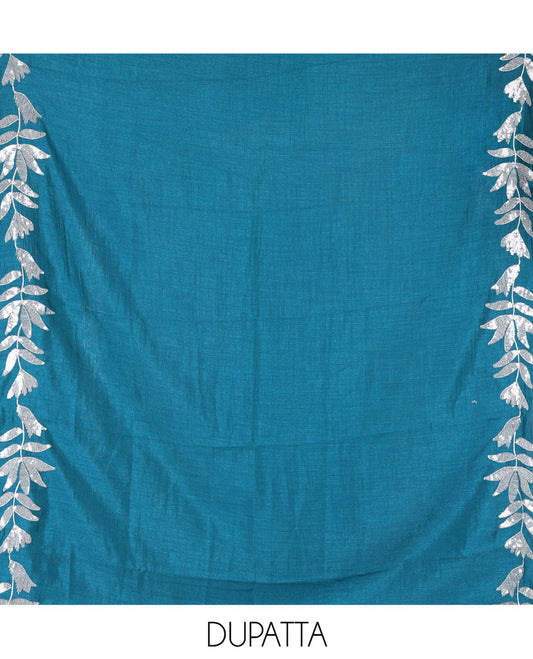 Magenta Material Churidar Set, Detailed with Floral Motifs Sequins-Thread Embroidered on Its Vichitra Silk Top, Comes with a Contrast Santoon Bottom, and Paired with a Vichitra Silk Floral Embroidered Scallop Dupatta