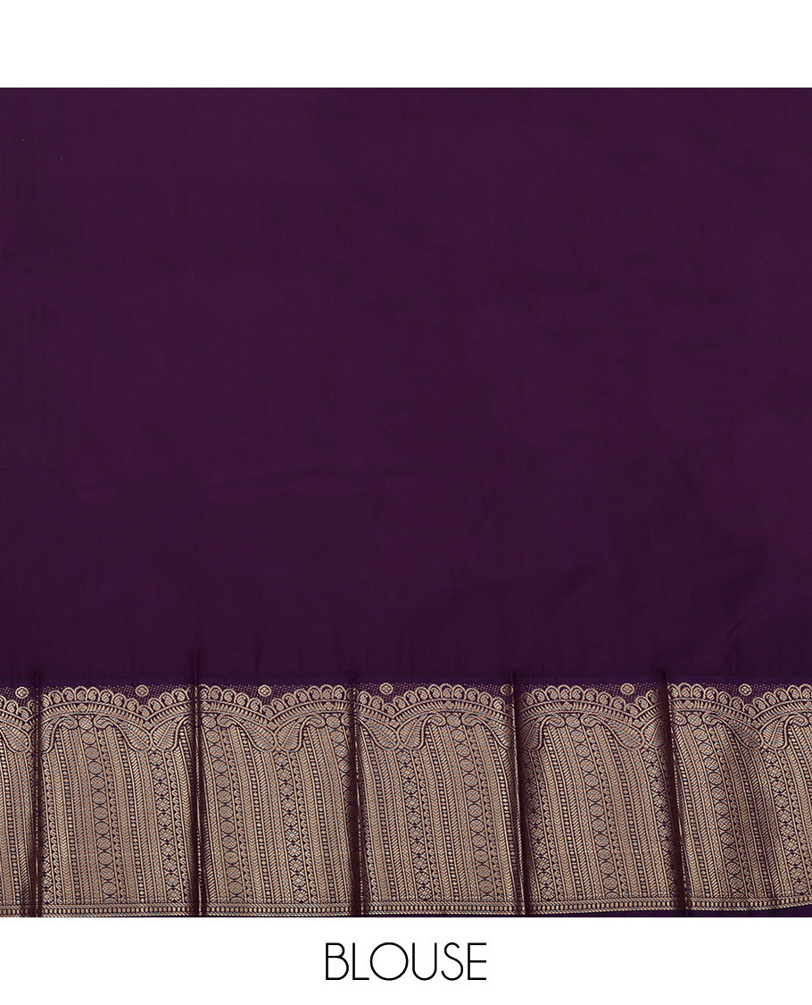 Cream Budget Silk Saree, Sparsely Woven with Zari Design on Its Body, Complemented by a Contrast Geometric Zari Design Border, Pallu of Jaal Designs, and Paired with a Contrast Blouse