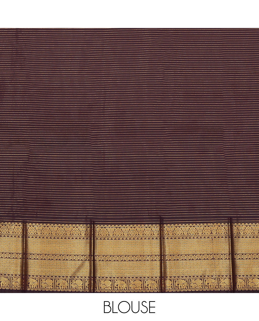 Orange Budget Silk Saree, Woven with Zari Buttas and Stripes, Complemented by Contrast Traditional Zari Border, a Jaal Pallu and a Contrast Blouse
