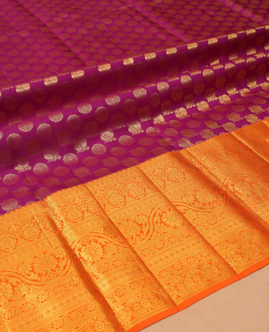 Purple Pure Silk Pavadai Material Set