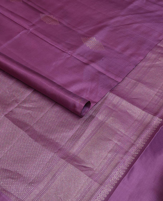 Borderless lavender zari buttas soft silk saree, zari pallu of mayil kann designs