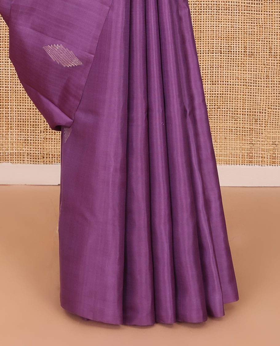 Borderless lavender zari buttas soft silk saree, zari pallu of mayil kann designs