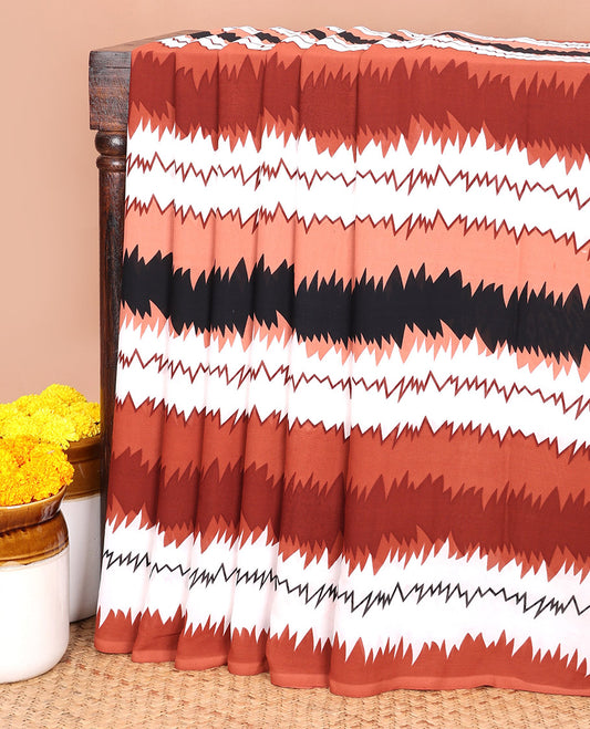 Borderless mustard zig zag printed micro poonam combo sarees with printd pallu & zig zag printed blouse