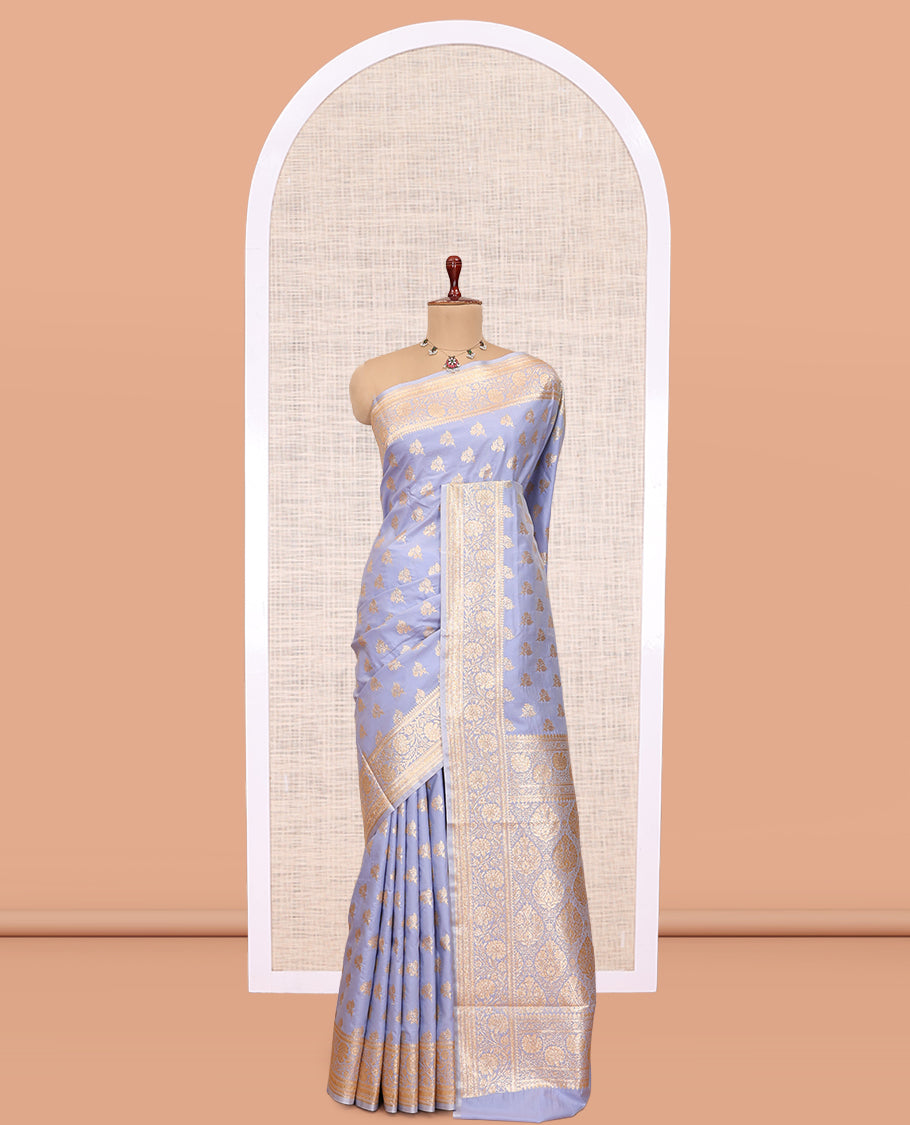 Light Lavender Semi-Banaras Nylon Saree