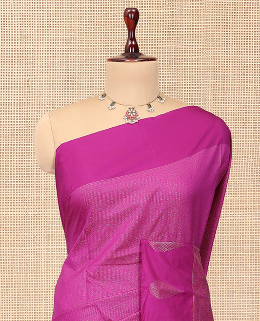 Pink Zari Striped Arani Saree, a Self-Border of Zari Buttas, Zari Design Pallu, and a Matching Blouse