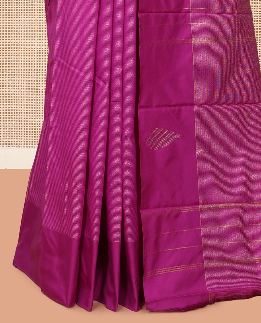 Pink Zari Striped Arani Saree, a Self-Border of Zari Buttas, Zari Design Pallu, and a Matching Blouse