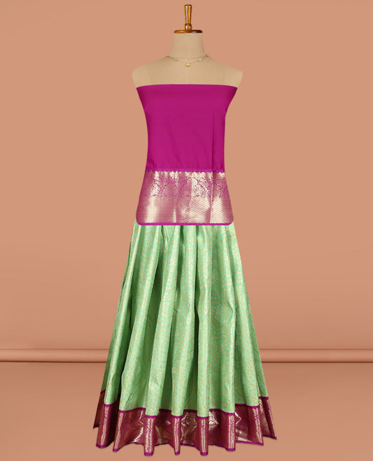 Green Art Silk Pavadai Material Set
