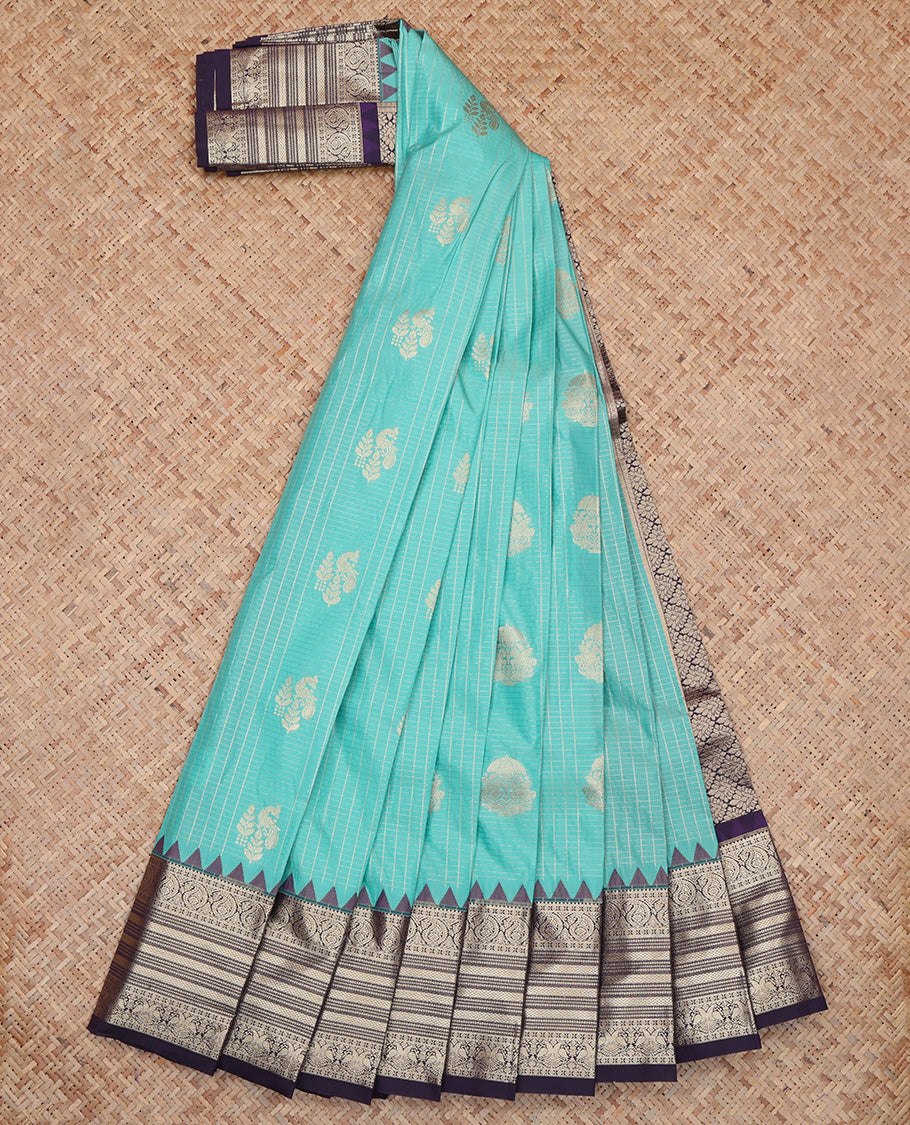 Blue Temple Border Budget Silk Saree