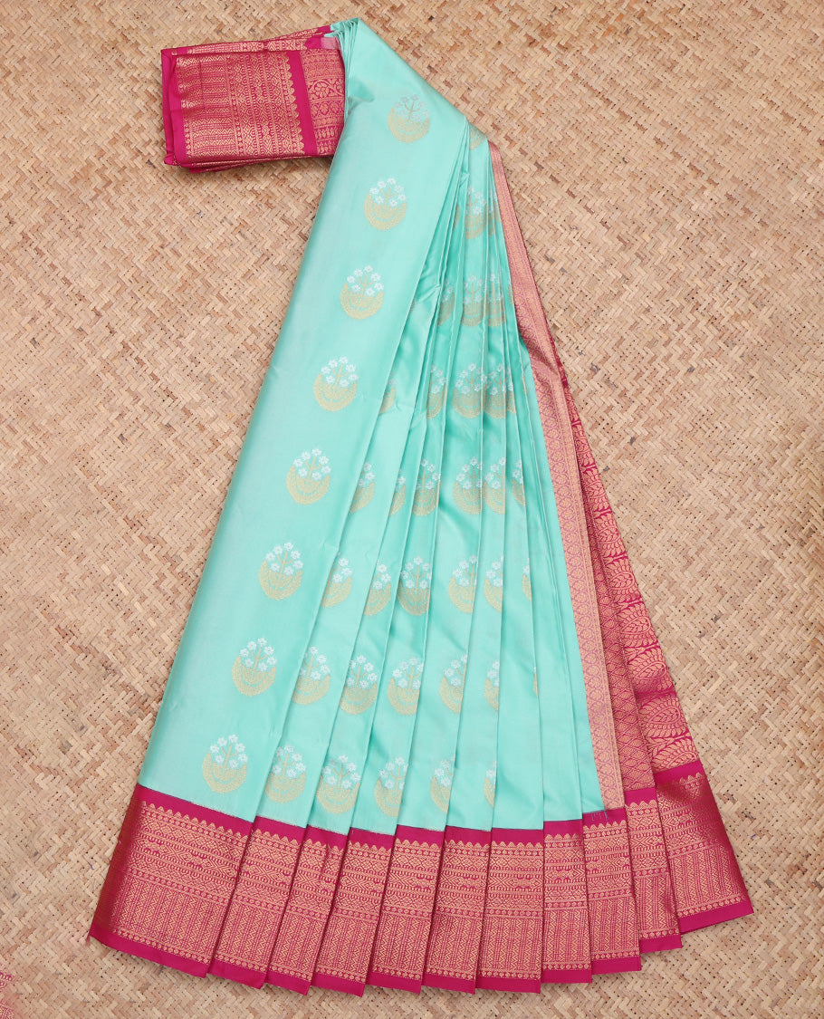 Turquoise Budget Silk Saree