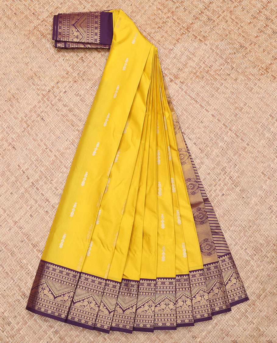 Yellow Contrast Traditional Budget Silk Saree