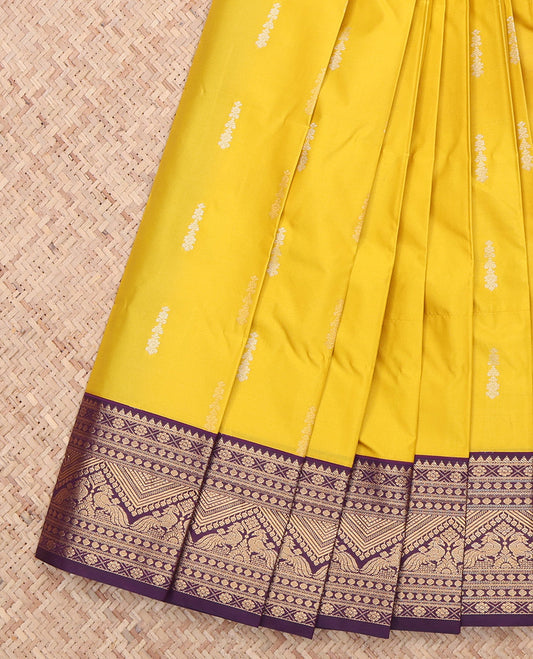 Yellow Contrast Traditional Budget Silk Saree