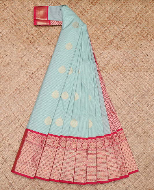 Pale Blue Stripes Budget Silk Saree
