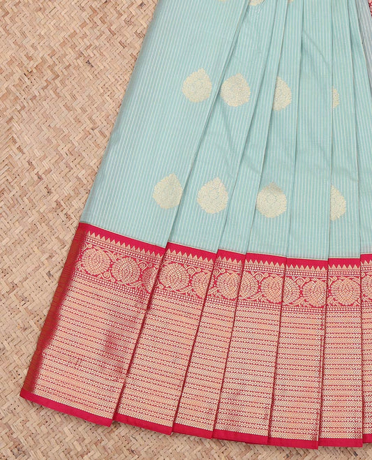 Pale Blue Stripes Budget Silk Saree