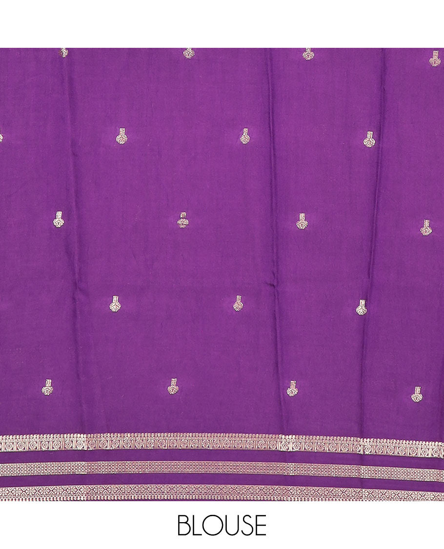 Yellow buttas assam silk saree, contrast traditional zari design border, and zari striped pallu