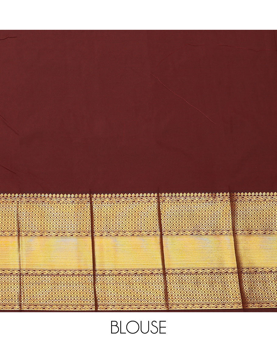 Pink zari buttas and checked budget silk saree, contrast traditional zari design border, and jaal pallu