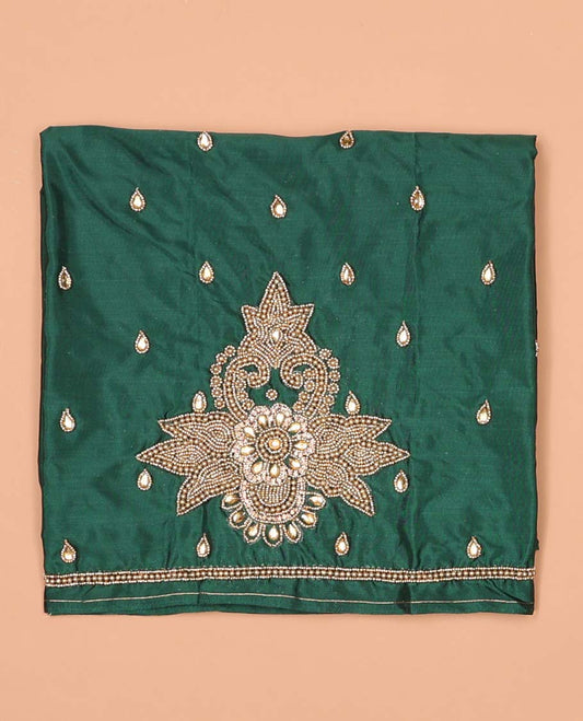 Dark green floral aari embroidered material blouse