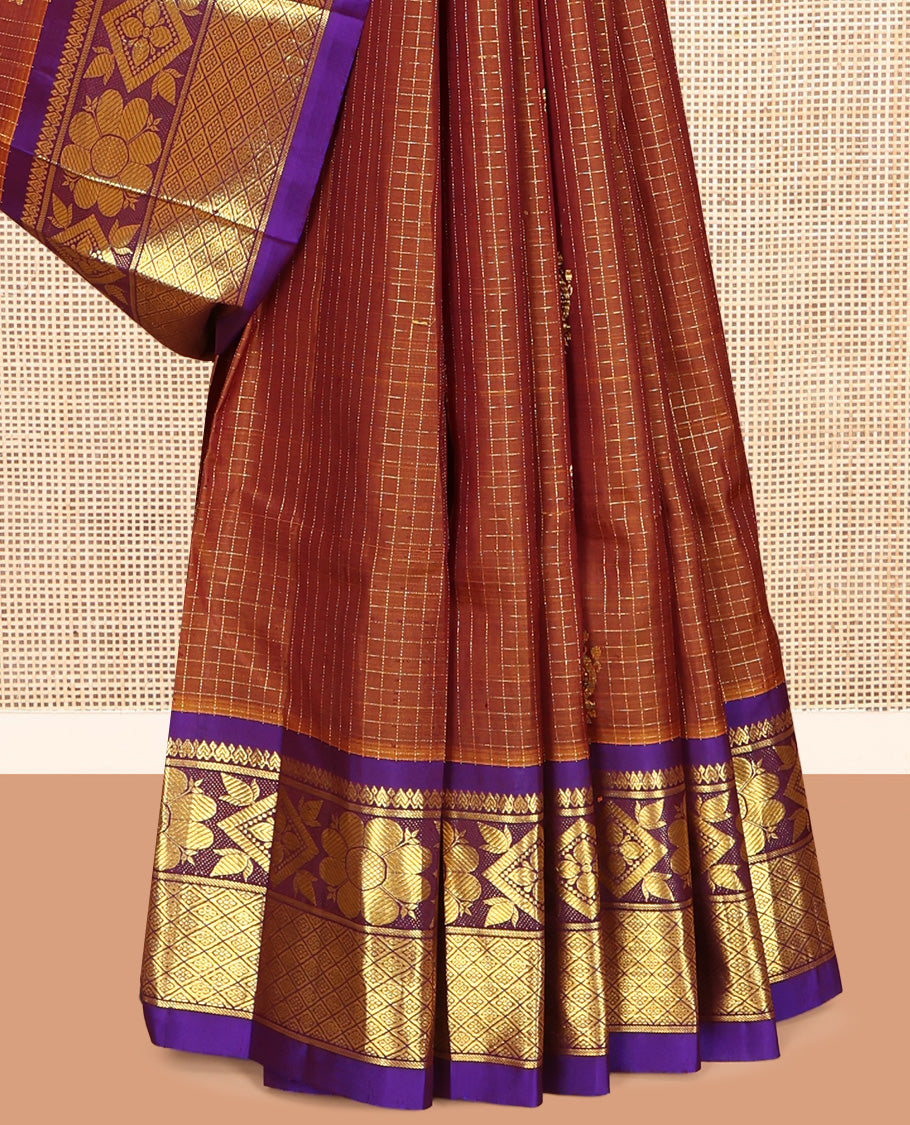 Rust Kanchipuram Silk Saree