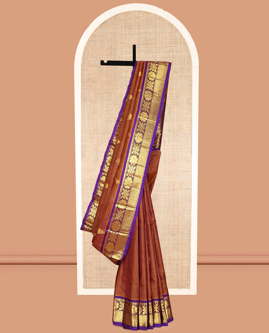 Rust Kanchipuram Silk Saree