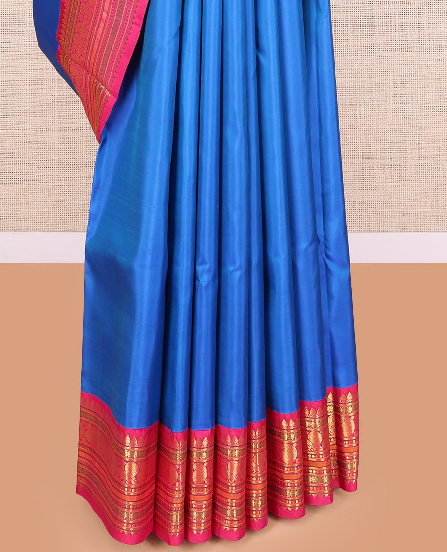 Blue Plain Kanchipuram Silk Saree