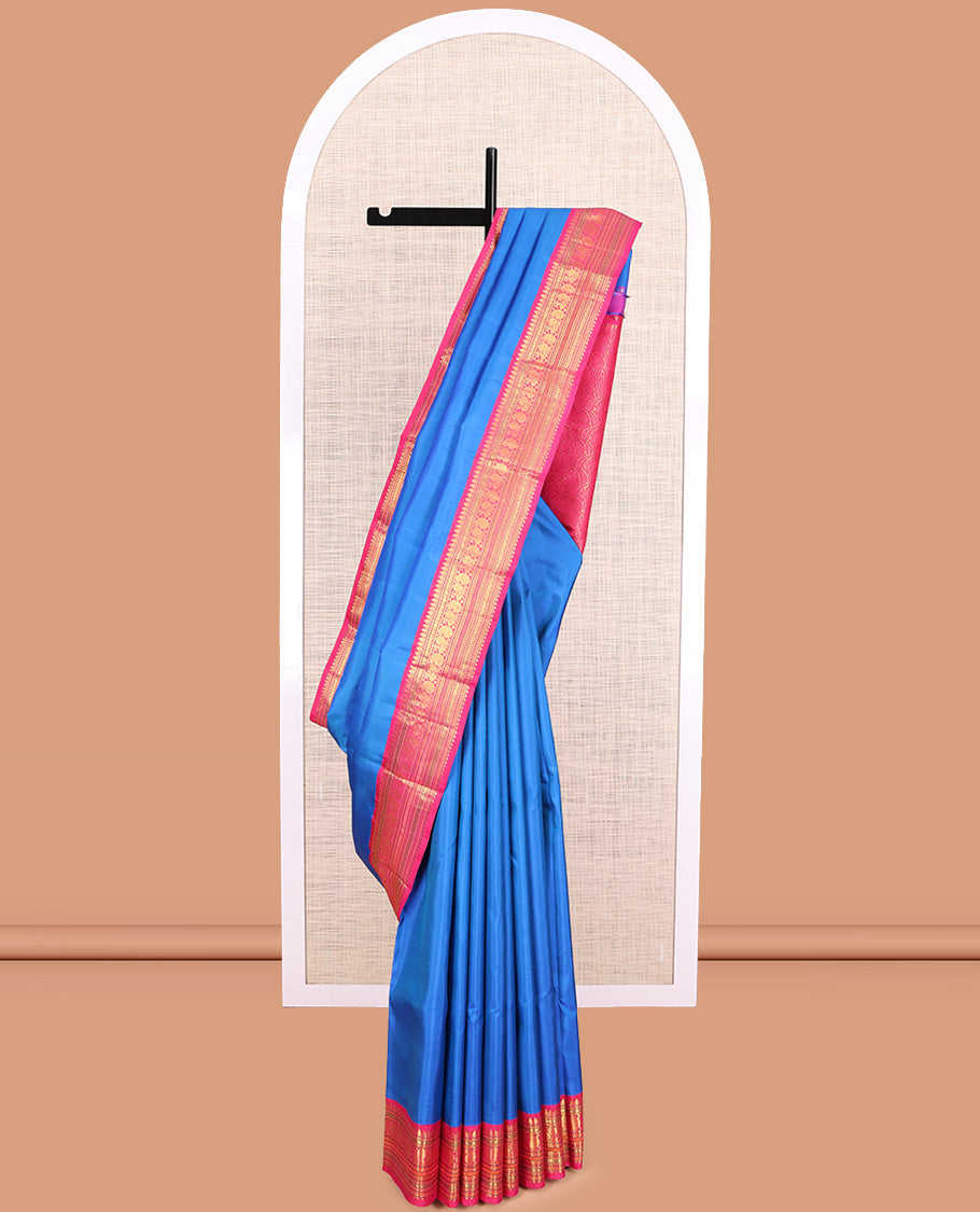 Blue Plain Kanchipuram Silk Saree