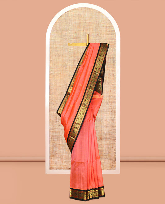 Pinkkish Peach Kuppadam Silk Saree
