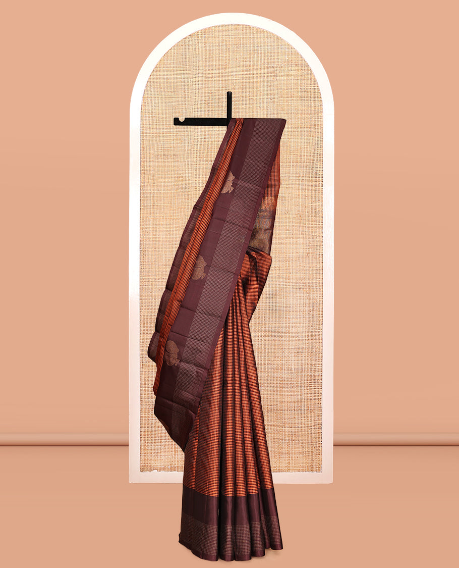 Orange Striped Mayuri Soft Silk Saree