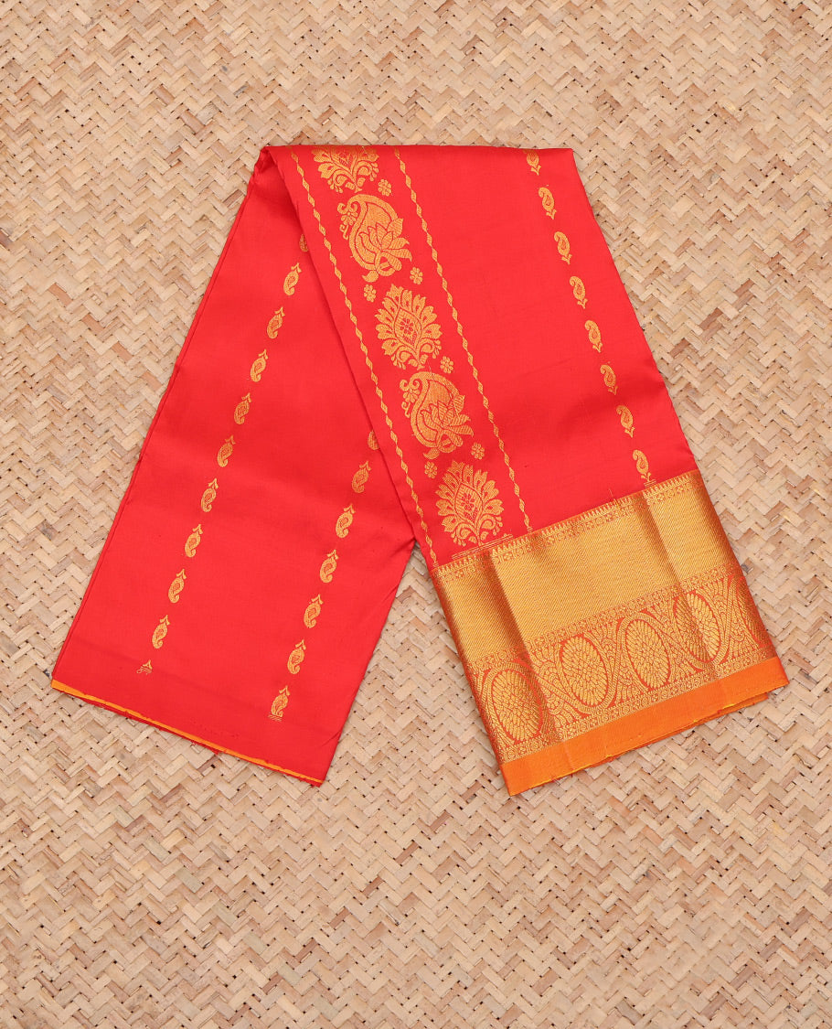 Red Pure Silk Navarathna Pavadai Material Set