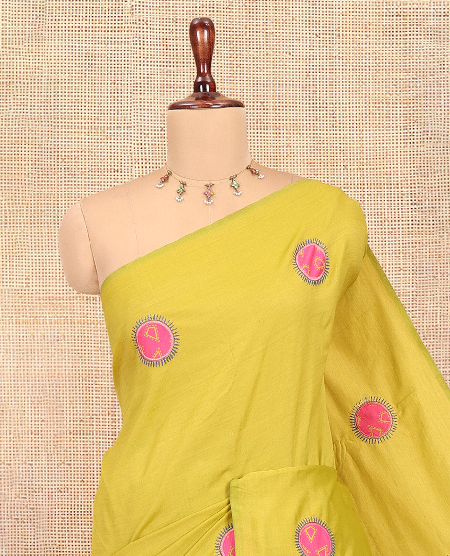 Borderless Mehendi Green Plain South Cotton Saree