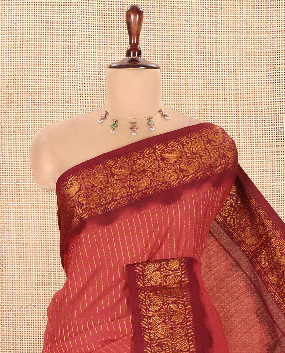 Rust Sungudi Cotton Saree