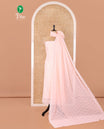 Peach Fox Georgette Material Chudidar Set, Adorned with Cut Work and Sequins Embroidered Top, a Plain American Crepe Bottom, and Comes with a  Embroidered Georgette Scallop Dupatta