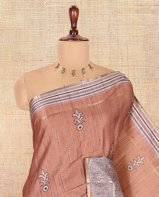 Brown Fancy Tussar Saree
