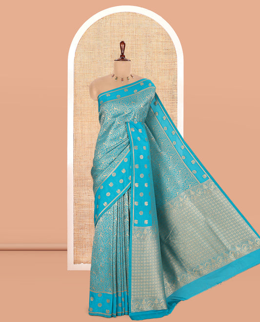 Rama Blue Semi-Mysore Silk Saree