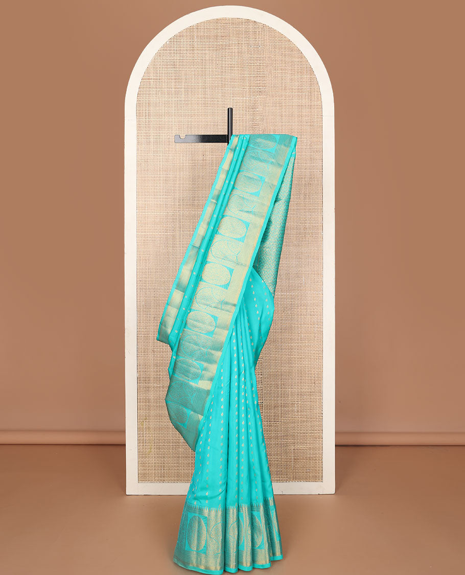 Blue zari buttas vasundhara elite silk saree, zari border & intricately designed pallu