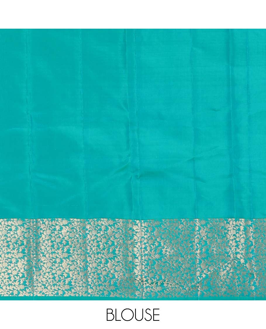 Blue zari buttas Vasundhara silk mix saree, floral jaal zari woven border and pallu