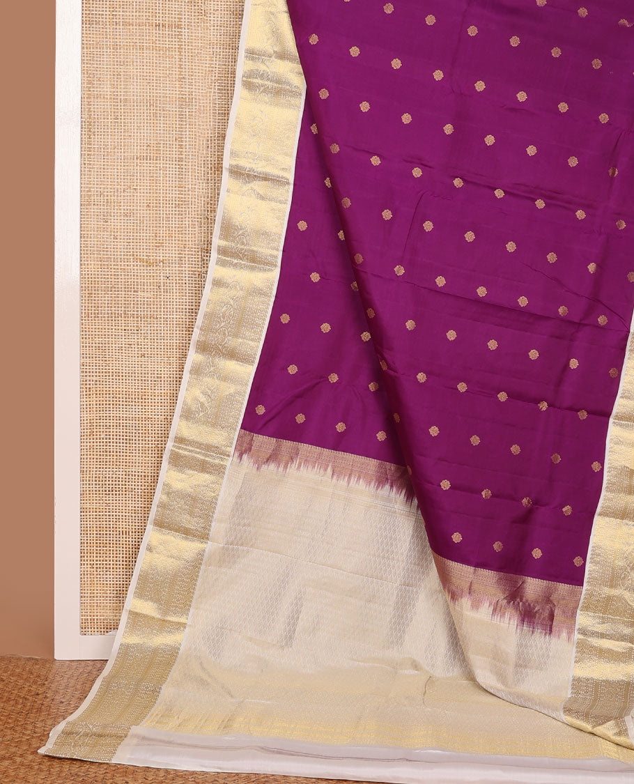Purple zari buttas silksaree,contrast jaal pallu & border of manga,kamalam,poun,neli,kathir & kodi visiry