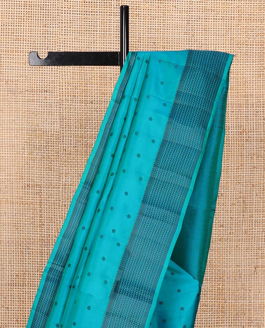 Blue buttas silk saree, thread border of thilakam,muthu & vanki designs & jaal pallu