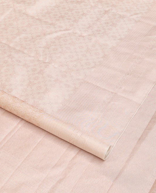 Cream jacquard wedding silk saree, zari border of neli, rettai neli, and traditional designs, and vanki pallu