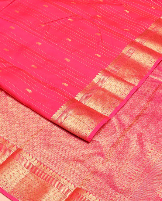 Pink zari design vasundhara silk mix saree, zari border of manga mokku, ara maadam,mayil & poun & intricate pallu