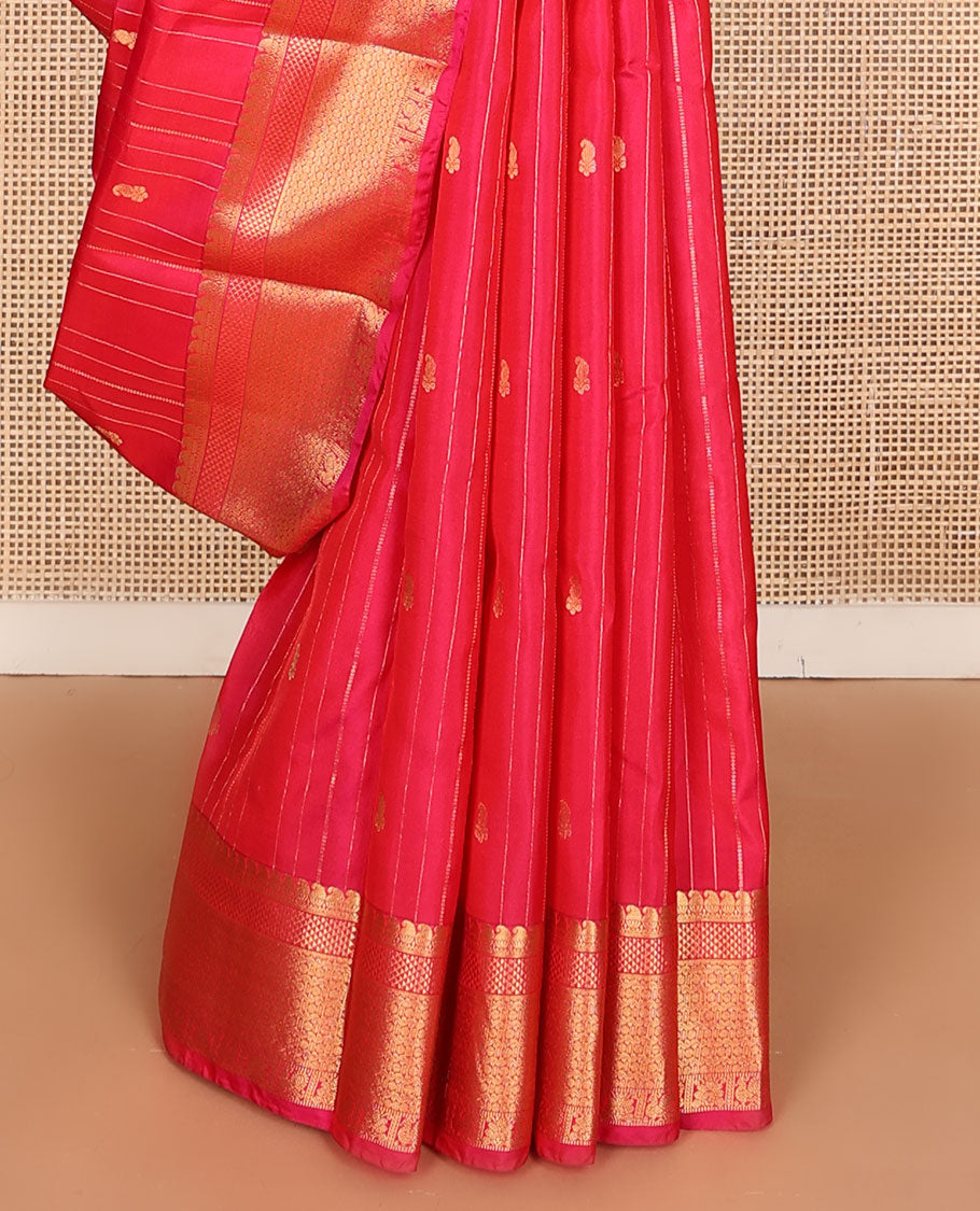 Pink zari design vasundhara silk mix saree, zari border of manga mokku, ara maadam,mayil & poun & intricate pallu