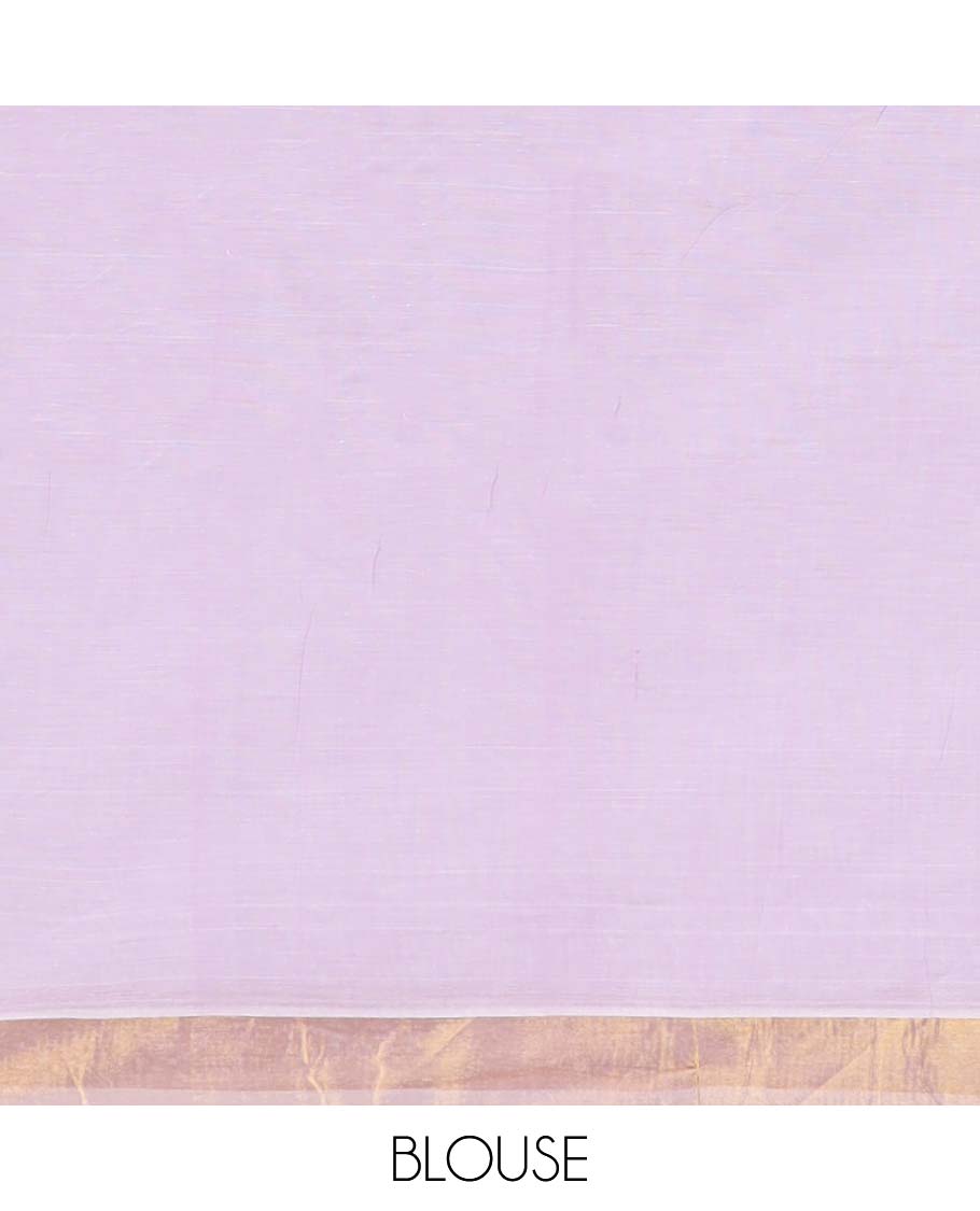 Lavender striped jute cotton saree, self-border & pallu of stripes 