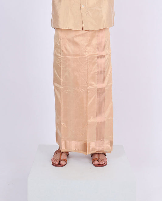Bronze zari border double-layer kanchipuram wedding pure silk dhoti