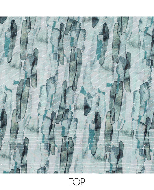 Blue material chudidhar set, abstract-style printed top, plain bottom & abstract-style printed dupatta