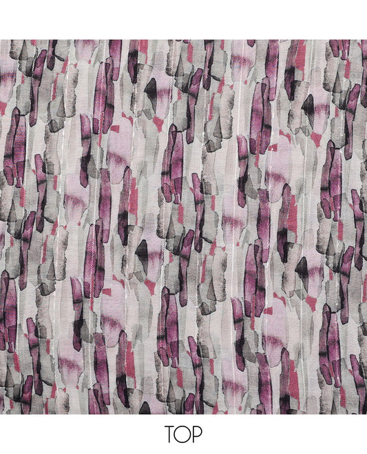 Multi-color material chudidhar set, abstract-style printed top, contrast plain bottom & abstract-style printed dupatta