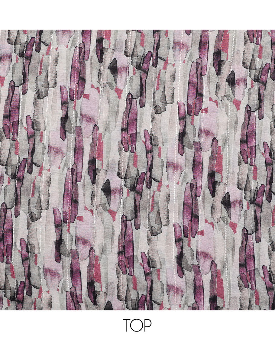 Multi-color material chudidhar set, abstract-style printed top, contrast plain bottom & abstract-style printed dupatta