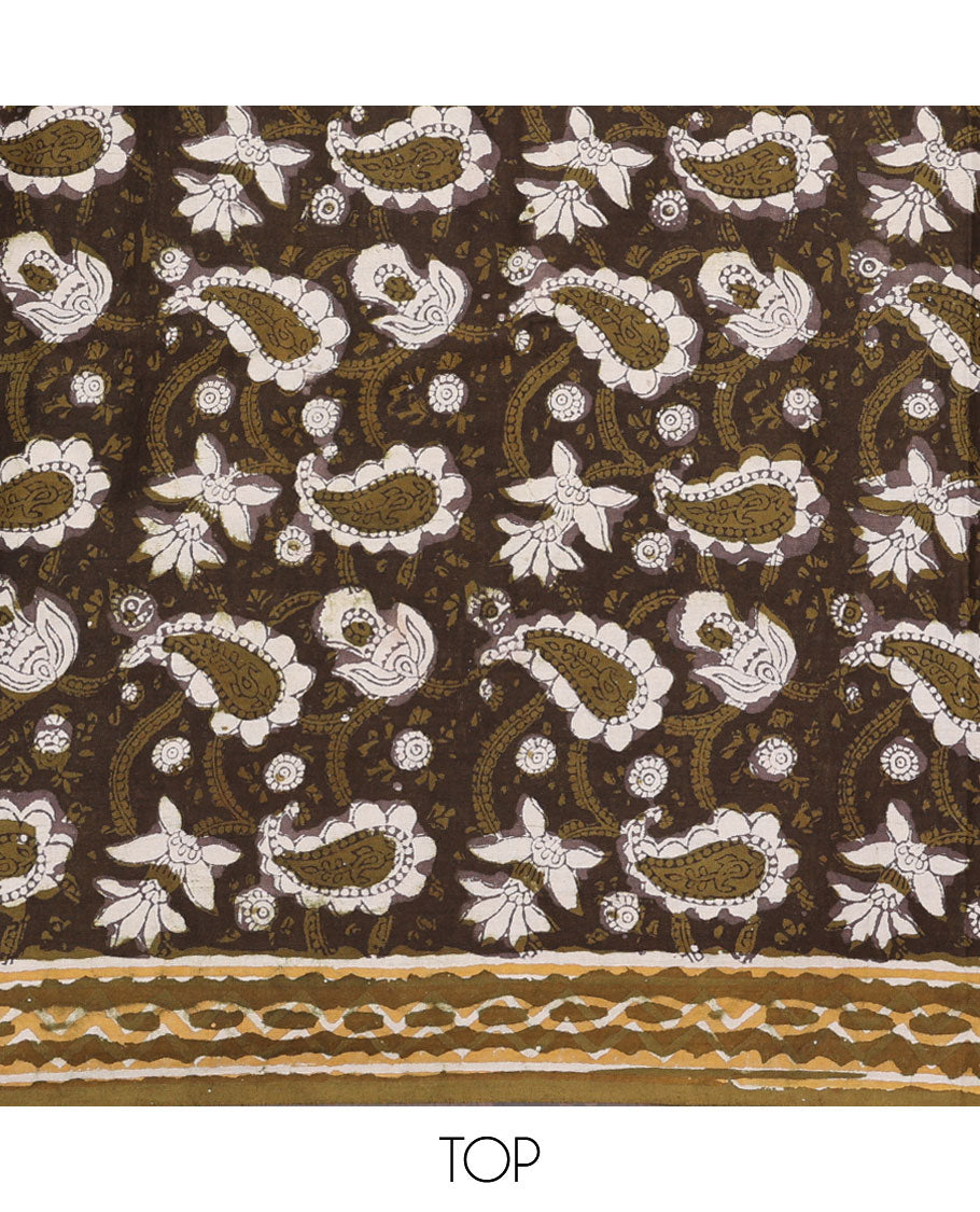 Green material chudidhar set,floral vine printed top,batik floral vine printed bottom & batik floral printed dupatta