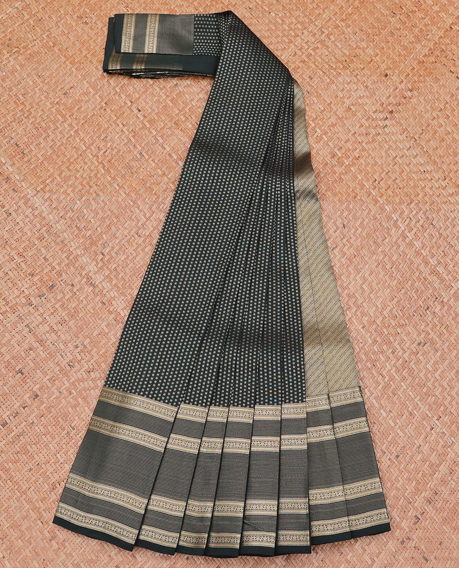 Green zari design vasundhara silk-mix saree, traditional design border & pallu of diagonal stripes