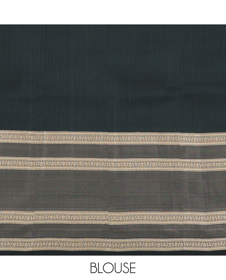 Green zari design vasundhara silk-mix saree, traditional design border & pallu of diagonal stripes