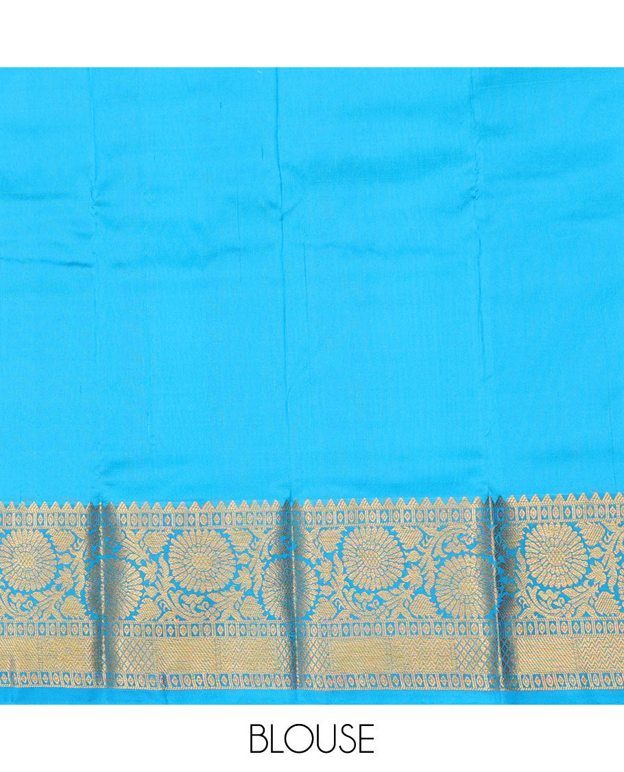Multi-color checked with zari buttas navarathna pavadai material, traditional zari design border & blouse