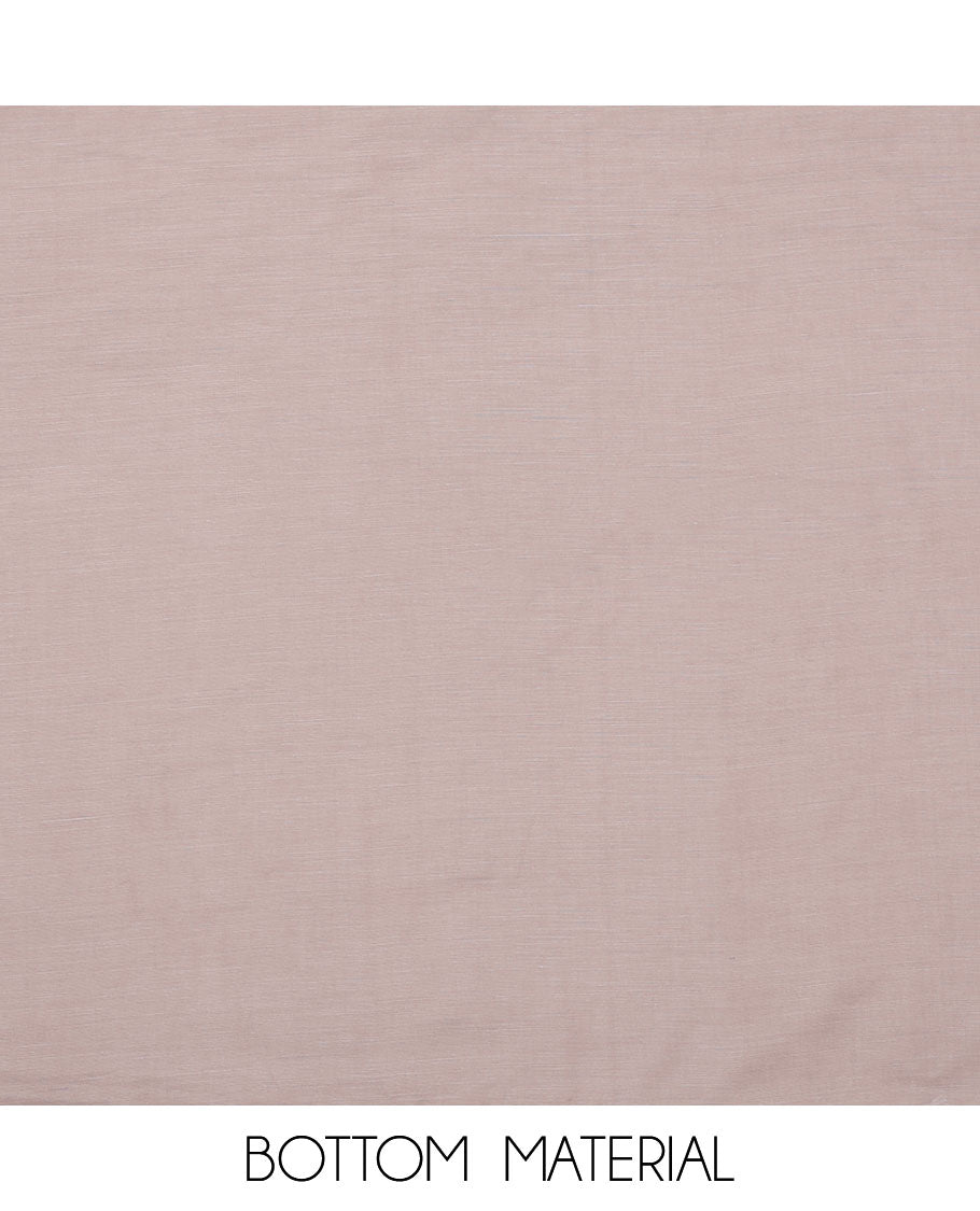 Beige material chudidhar set, embroidered top, plain bottom & gleaming striped dupatta
