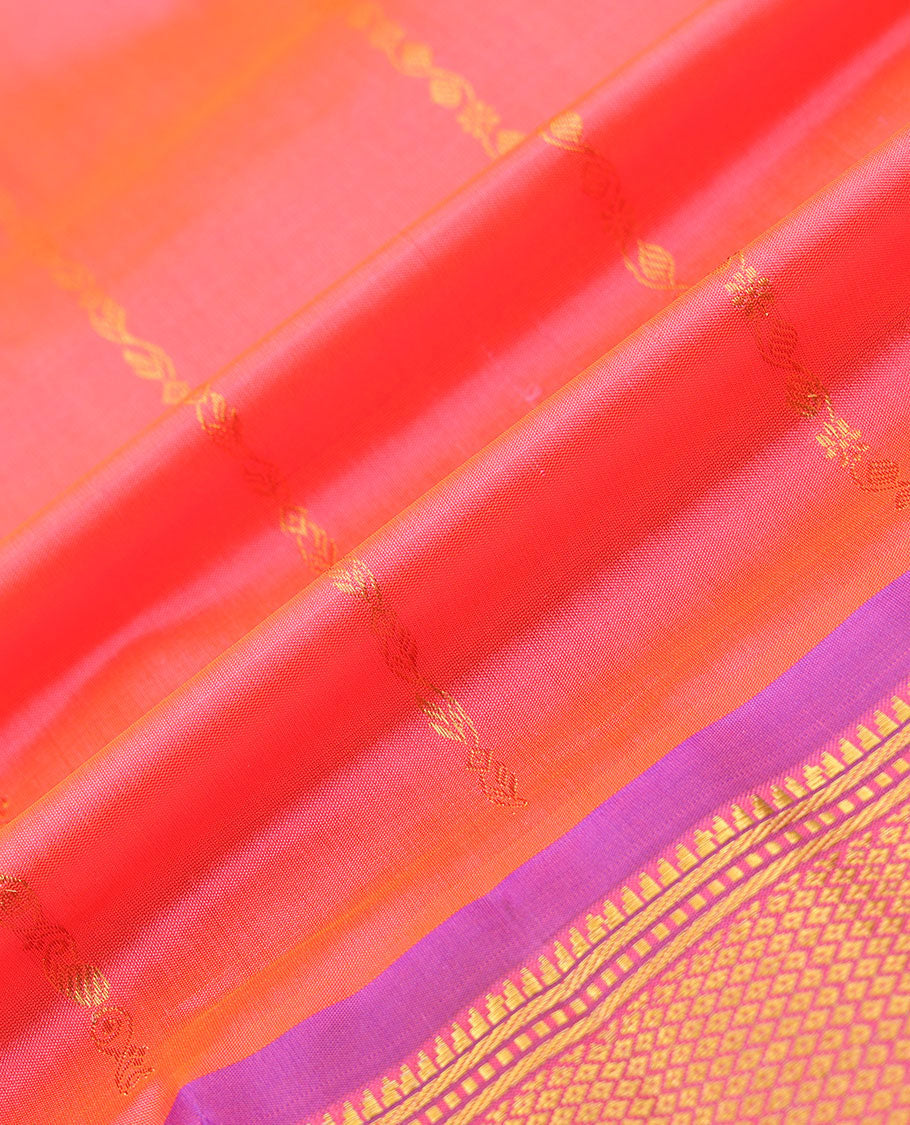 Pink zari design navarathna pavadai material,  contrast blouse & border of traditional zari designs